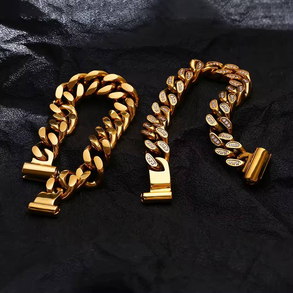 Cuban chain hip-hop non-zirconia stainless steel wholesale fashion jewelry men's bracelet