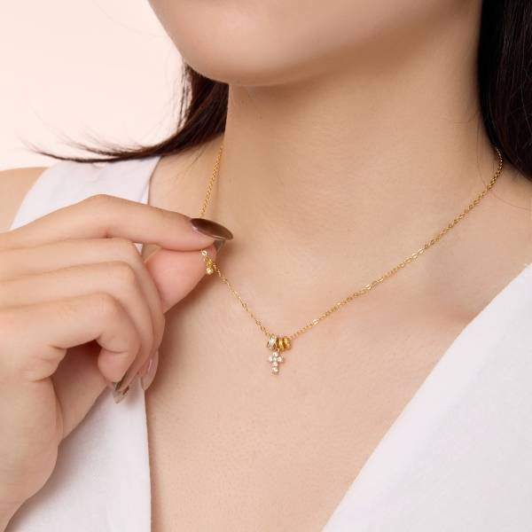 Lonceen 925 Silver 18K-Plated Zircon Layered Pendant Necklace