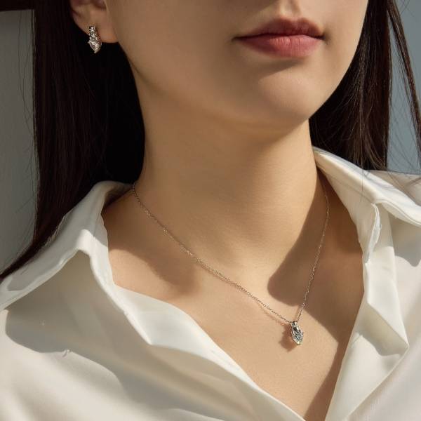 Lonceen 925 Silver 18K-Plated Teddy Bear Zircon Silver Chain Necklace